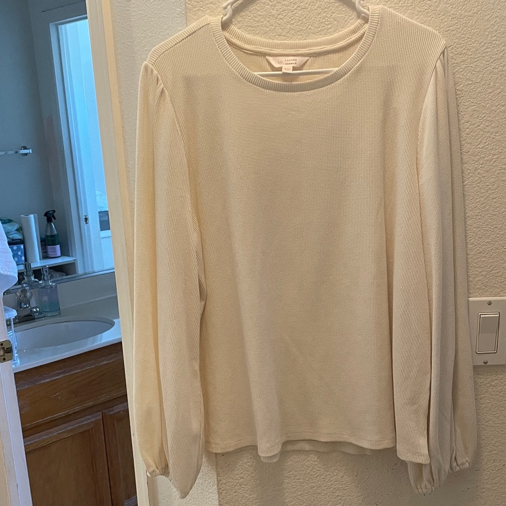 Waffle knit long sleeve top